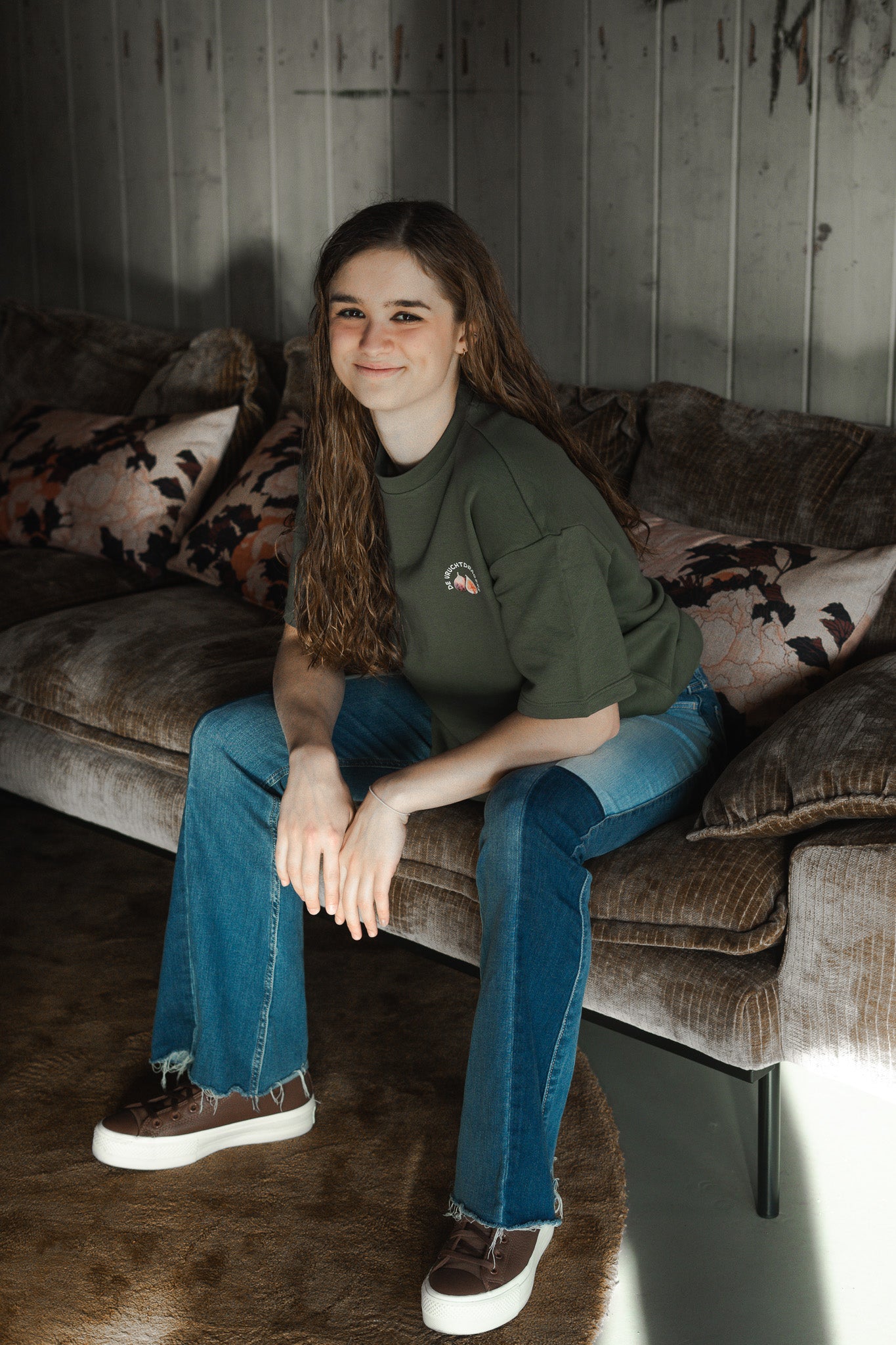 Vruchtdragers Oversized T-shirt Khaki green Sweaterstof